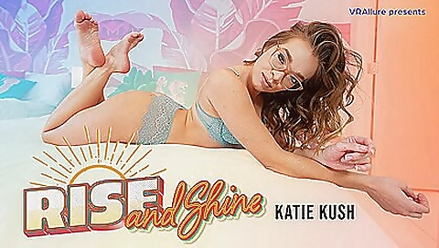 Busty brunette in a black dress masturbates in vr game