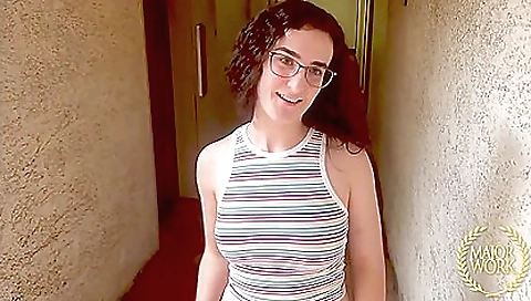 Amateur brunette with small tits and a big cock fucked