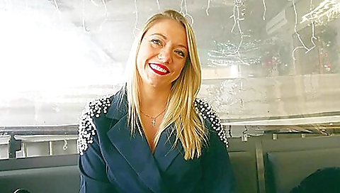 Blonde girl in a white dress has her tits slapped and fucked