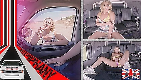 Hot blonde babe shows off her body and masturbates on the beach