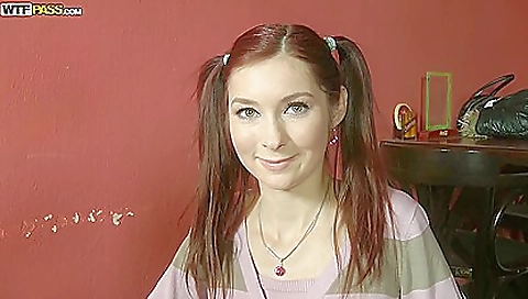 Hot redhead in sexy dress and stockings off the streets