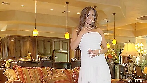 Big tits brunette milf uses huge dildo to masturbate