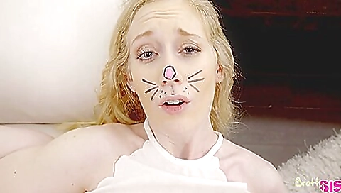 Blonde teen in a dress gets her pussy stretched by big cock