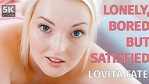 Blonde in white dress masturbates in vr porn video