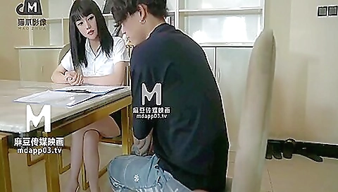 A hot asian teacher with a hairy pussy gets fucked hard