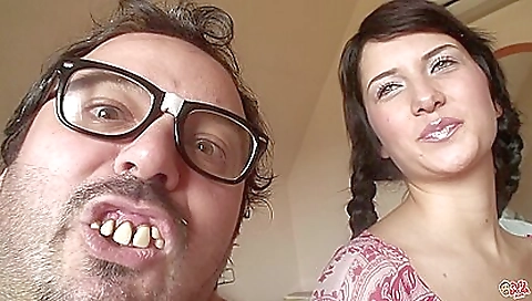 Brunette babe with a nice booty 2nd time in her life