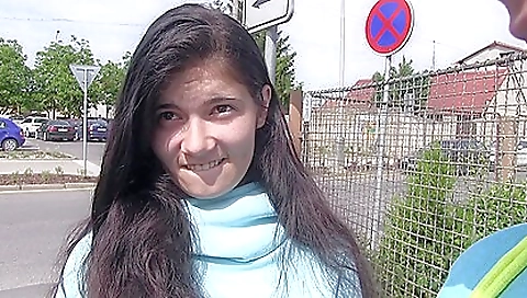 Brunette teen gets facial with cum on her nice face