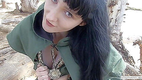 Hot brunette solo outdoor scene outdoors with her body