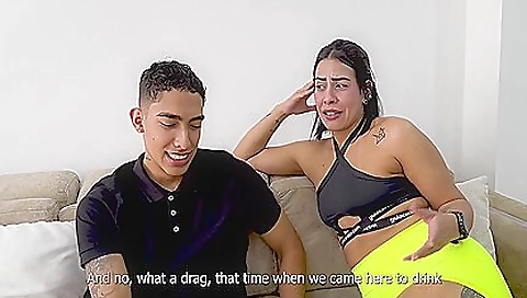 Busty brunette got her tight pussy filled with her stepbrother's cum