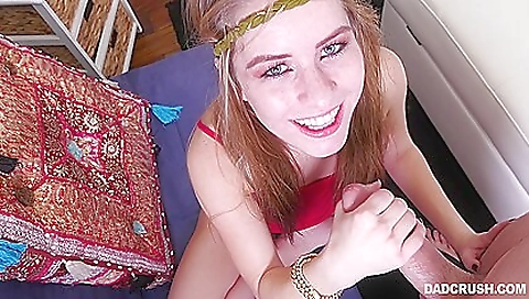 Blonde babe makes sure the guy doesn't let the money stay on his chest