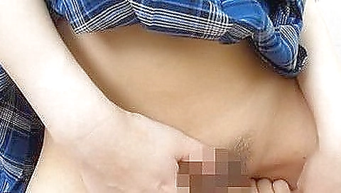 Asian girl in lingerie seduces her boyfriend with her hands