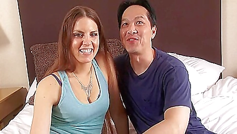 Brunette with big tits gives a nice blowjob and gets fucked