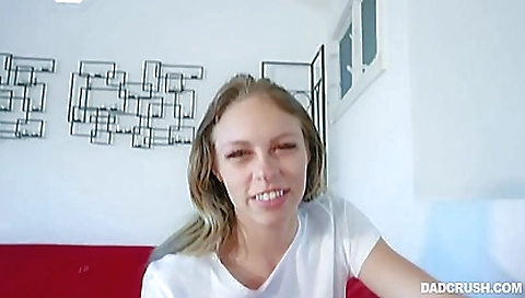 Big ass blonde has fun with step-father dick in the bed