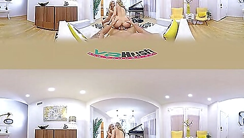 Blonde and brunette 18+ girl are doing a blowjob to a guy