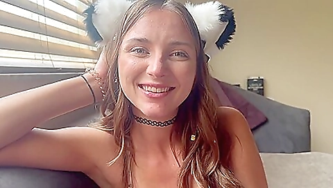 Busty redhead with a hairy body and a nice ass is going